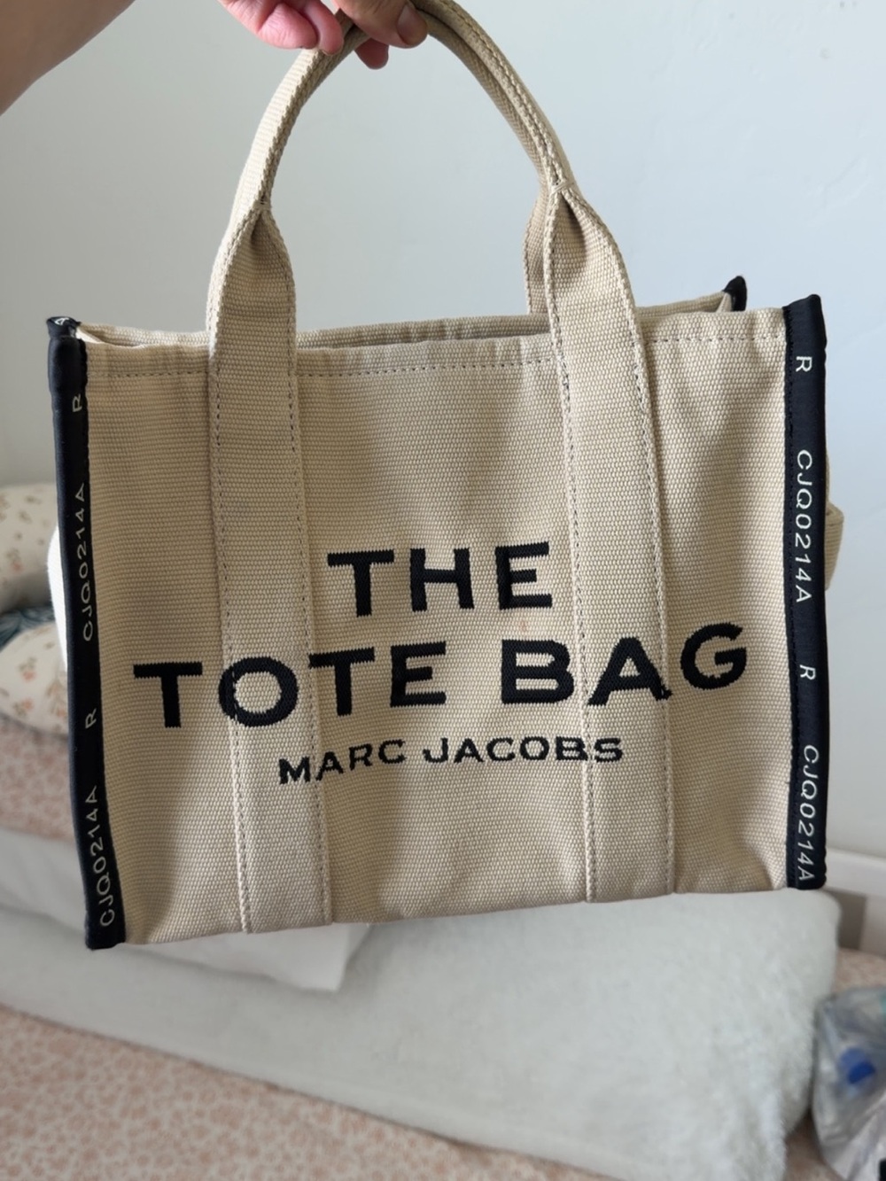 Marc Jacobs The Tote Bag in Beige with Black Trim medium size